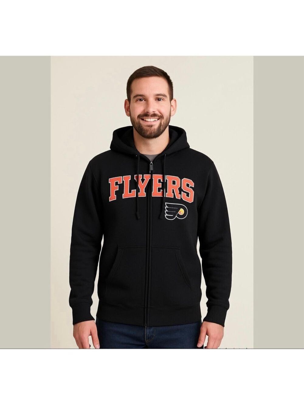 NHL Philadelphia Flyers Men’s warm Sherpa waffled zip up hoodie jacket gray S